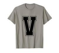Letra V Big Bold Capital Varsity Alfabeto Monograma Camiseta