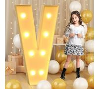 Letra V gigante con luz LED de 100 cm, letrero iluminado con mosaico, lámparas LED para el día de San Valentín, cumpleaños, Navidad, Año Nuevo