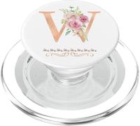 Letra "W" para mujer con inicial, acuarela, rosa polvoriento, flor rosa PopSockets PopGrip para MagSafe