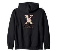Letra 'X' para mujer con inicial, acuarela, rosa polvoriento, flor rosa Sudadera con Capucha