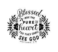 Letras a mano Blessed are The Pure Heart Fine Carving Stickers 52 x 66,3 cm, embellecimiento de pared, color negro