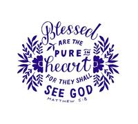 Letras a mano Blessed are The Pure Heart Fine Carving Stickers 52 x 66,3 cm, fácil instalación, azul oscuro