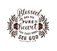 Letras a mano Blessed are The Pure Heart Fine Carving Stickers 64 x 81,6 cm, decoración de carrocería de coche, color café