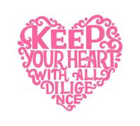 Letras a mano con versículo bíblico: guarda tu corazón. Pegatinas de tallado fino 42x45.8cm Pegatinas para vidrio Rosa