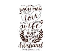 Letras a mano con versículo bíblico que todo hombre debe amar. Calcomanías de pared de papel adhesivo 47.6x88.2cm Decoración artística Café