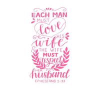 Letras a mano con versículo bíblico que todo hombre debe amar. Pegatinas de tallado fino 34x63cm Cultura del tatuaje Rosa
