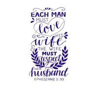 Letras a mano con versículo bíblico que todo hombre debe amar. Pegatinas de tallado fino 47.6x88.2cm Impermeable Azul oscuro