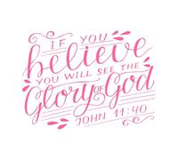 Letras a mano con versículo bíblico si crees Calcomanías de pared de papel adhesivo 49.4x66.8cm Decoración de tiendas Rosa