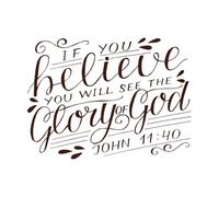 Letras a mano con versículo bíblico si crees Pegatinas de tallado fino 38x51.4cm Autoadhesivo Café