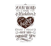 Letras a mano con versículo bíblico, tu palabra tengo Pegatinas de tallado fino 34x63.9cm Decoración artística Café