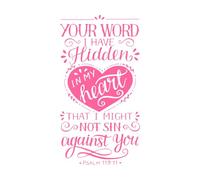 Letras a mano con versículo bíblico, tu palabra tengo Pegatinas de tallado fino 34x63.9cm Incluye kit de película de transferencia Rosa