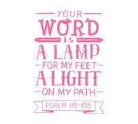 Letras a mano con versículos bíblicos, tu palabra. Calcomanías de pared de papel adhesivo 36x53.1cm No daña la superficie de la pared Rosa