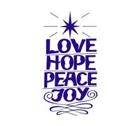 Letras a mano de amor, esperanza, paz, alegría con estrella. Pegatinas de tallado fino 34x64.9cm Personalización personalizada Azul oscuro