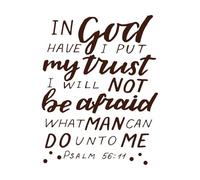 Letras a mano en Dios he puesto mi confianza Calcomanías de pared de papel adhesivo 52x67.1cm No se cae Café