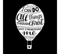 Letras a mano: Todo lo puedo en Cristo. Calcomanías de pared de papel adhesivo 50.4x79cm Pintura mural artística Blanco