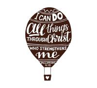 Letras a mano: Todo lo puedo en Cristo. Calcomanías de pared de papel adhesivo 57.6x90.2cm Incluye kit de película de transferencia Café