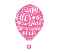 Letras a mano: Todo lo puedo en Cristo. Pegatinas de tallado fino 50.4x79cm Personalización personalizada Rosa