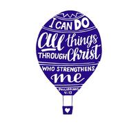 Letras a mano: Todo lo puedo en Cristo. Pegatinas de tallado fino 57.6x90.2cm Removible sin dejar pegamento Azul oscuro