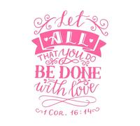 Letras a mano y versículos bíblicos que dejan todo lo que haces. Calcomanías de letras 50.4x69.2cm No daña la superficie de la pared Rosa