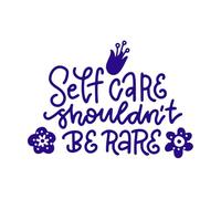 Letras abstractas lindas, cita motivacional, el autocuidado no debería ser raro, decorado con flores, bueno Calcomanías de tallado fino 50.4x70.8cm Pegatinas para vidrio Azul oscuro
