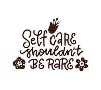Letras abstractas lindas, cita motivacional, el autocuidado no debería ser raro, decorado con flores, bueno Calcomanías de tallado fino 36x50.6cm Vinilos para ventanas Café