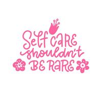 Letras abstractas lindas, cita motivacional, el autocuidado no debería ser raro, decorado con flores, bueno Calcomanías de tallado fino 57.6x81cm Decoración de tiendas Rosa