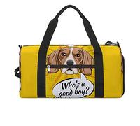 Letras Beagle perro divertido bolsa de gimnasio con compartimento para zapatos, bolsa de viaje bolsa de viaje bolsa de fin de semana bolsa de noche bolsa de yoga
