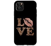 Letras Big Lips Love con estampado de leopardo, labios rosas, amor de San Valentín Carcasa para iPhone 11 Pro Max