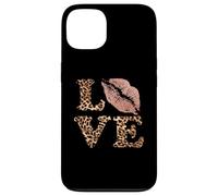 Letras Big Lips Love con estampado de leopardo, labios rosas, amor de San Valentín Carcasa para iPhone 13