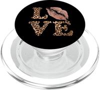 Letras Big Lips Love con estampado de leopardo, labios rosas, amor de San Valentín PopSockets PopGrip para MagSafe