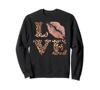Letras Big Lips Love con estampado de leopardo, labios rosas, amor de San Valentín Sudadera