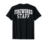 Letras blancas del personal de fuegos artificiales del 4 de julio en la parte posterior Camiseta