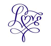 Letras caligráficas cortadas con láser escritas a mano "amor" Pegatinas de tallado fino 67.2x73.8cm Removible sin dejar pegamento Azul oscuro
