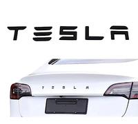 Letras de decoración autoadhesivas individuales 3D - Baúl "Tesla" compatible con modelos Tesla: X, Y, S, 3 & 3 Highland (rojo)