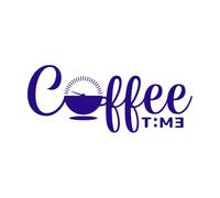 Letras de la hora del café con el poder de una taza de café. Calcomanías de pared de PVC 42x102.2cm Fácil instalación Azul oscuro