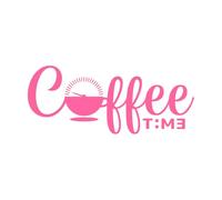 Letras de la hora del café con el poder de una taza de café. Pegatinas de pared de papel adhesivo 42x102.2cm Autoadhesivo Rosa