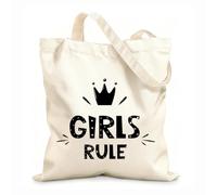 Letras de la regla de las chicas con el símbolo de la corona, logotipo e icono de la etiqueta Bolsa de lona con fondo reforzado Tela de 12 oz de grosor Se usa como bolsa de regalo 35x40cm Grande