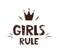 Letras de la regla de las chicas con el símbolo de la corona, logotipo e icono de la etiqueta Calcomanías de pared de PVC 49.2x60.1cm Pintura mural artística Café