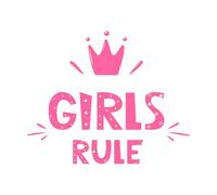 Letras de la regla de las chicas con el símbolo de la corona, logotipo e icono de la etiqueta Calcomanías de pared de PVC 49.2x60.1cm Decoración de tiendas Rosa