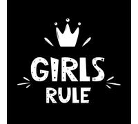 Letras de la regla de las chicas con el símbolo de la corona, logotipo e icono de la etiqueta Pegatinas de pared de papel adhesivo 49.2x60.1cm Embellecimiento de paredes Blanco