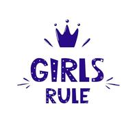 Letras de la regla de las chicas con el símbolo de la corona, logotipo e icono de la etiqueta Pegatinas de pared de papel adhesivo 49.2x60.1cm No daña la superficie de la pared Azul oscuro