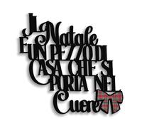 Letras de madera con texto en inglés «La Natale è un pezzo di casa - Decoración mural navideña para salón, cocina, dormitorio