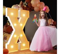 Letras de marquesina con luz cálida, luces LED grandes del alfabeto, control remoto, decoración romántica para boda, San Valentín, cumpleaños, 70 cm, X