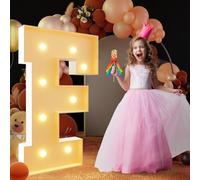 Letras de marquesina con luz cálida, luces LED grandes del alfabeto, control remoto, decoración romántica de letras para boda, San Valentín, cumpleaños, 100 cm, F