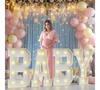 Letras de marquesina de 3 pies para decoración de baby shower, letras de bebé de 3 pies para baby shower, letras iluminadas para revelar el género