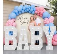 Letras de marquesina de bebé de 4 pies, letrero de baby shower para telón de fondo con luz blanca fría, decoraciones grandes para fiestas de género de niños y niñas, tablero de espuma sin marco, 4