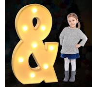 Letras de marquesina grandes iluminadas, luces LED decorativas del alfabeto, decoración de fiesta, juego de tablero de espuma precortada para boda, cumpleaños, vacaciones, simbólica, 70 cm