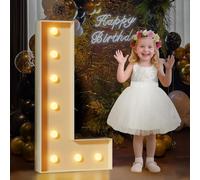 Letras de marquesina L, letras grandes iluminadas de 2.3 pies de alto con luces blancas cálidas, letra grande para boda, compromiso, graduación, decoración de fiesta de cumpleaños, kit de tablero de