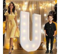 Letras de marquesina LED grandes de 3.3 pies con luces en U para decoración de fiestas, kit de letras de mosaico de espuma gruesa precortadas con bombillas para decoración de bodas, fiestas, hogar