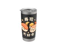 Letras de personajes japoneses Kawaii "I Love Sushi" Vaso térmico de acero inoxidable de doble pared